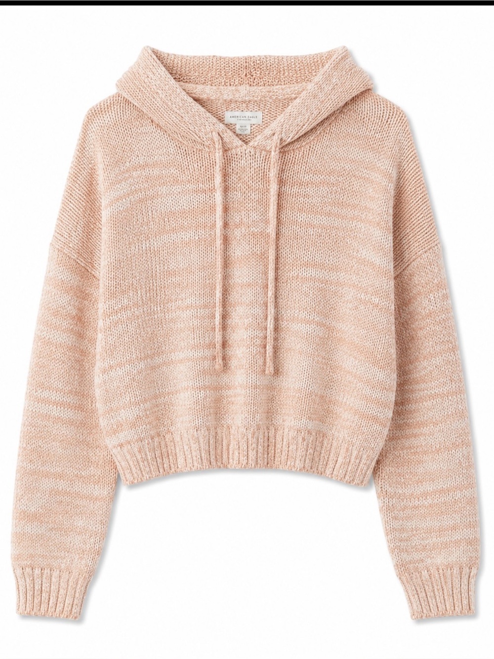 American Eagle Outfitters Woman Turtleneck Hoodie - Peach & White Marled